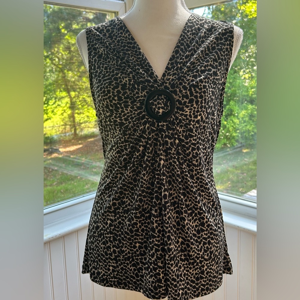 Vintage 90’s CHAUS V-Neck Leopard Print Sleeveless Blouse Top Gently Worn EUC!!! - Picture 2 of 11